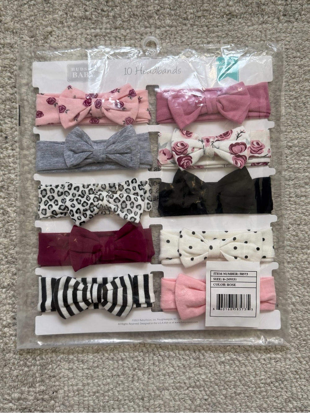Hudson Baby 10-Pack Headband Set: Rose Color Palette